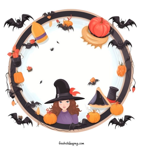 Transparent Halloween Halloween Frame witch hat for Halloween Frame for Halloween