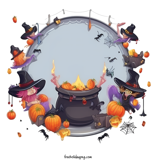 Transparent Halloween Halloween Frame witches cauldron for Halloween Frame for Halloween