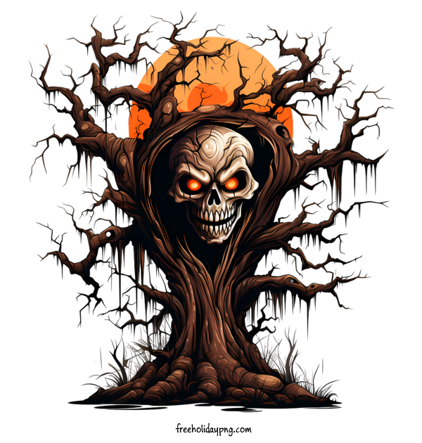 Transparent Halloween Halloween Tree monster skull for Halloween Tree for Halloween