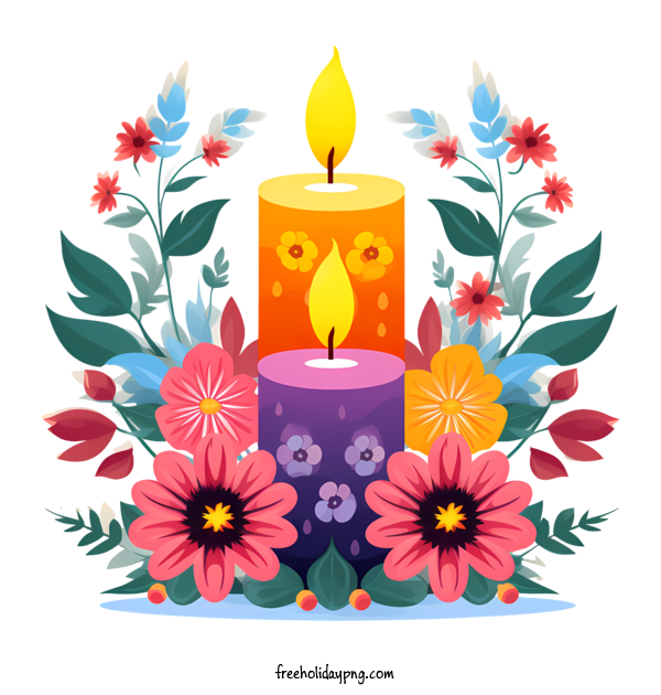 Transparent Day of the Dead Día de Muertos candle flowers for Día de Muertos for Day Of The Dead