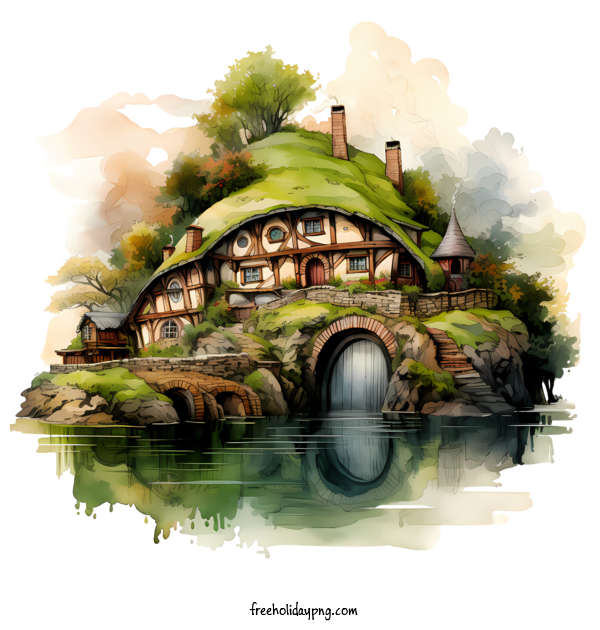 Transparent Hobbit Day Hobbit Day hobbit house watercolor painting for Happy Hobbit Day for Hobbit Day