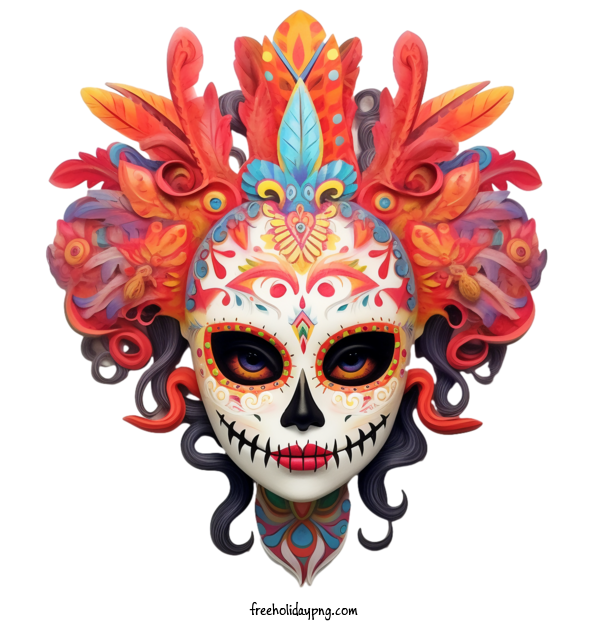 Transparent Day of the Dead Skelita Calaveras skull mask for Skelita Calaveras for Day Of The Dead