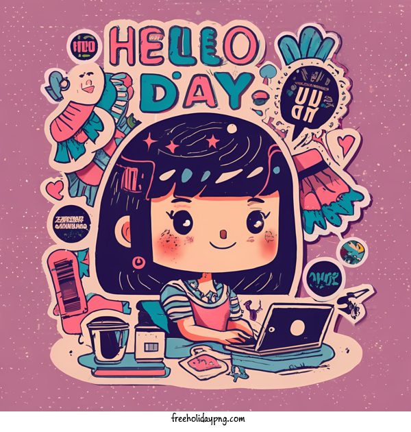 Transparent World Hello Day World Hello Day cute girl for Hello Day for World Hello Day