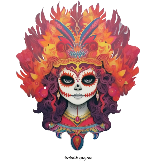 Transparent Day of the Dead Skelita Calaveras clown skull for Skelita Calaveras for Day Of The Dead