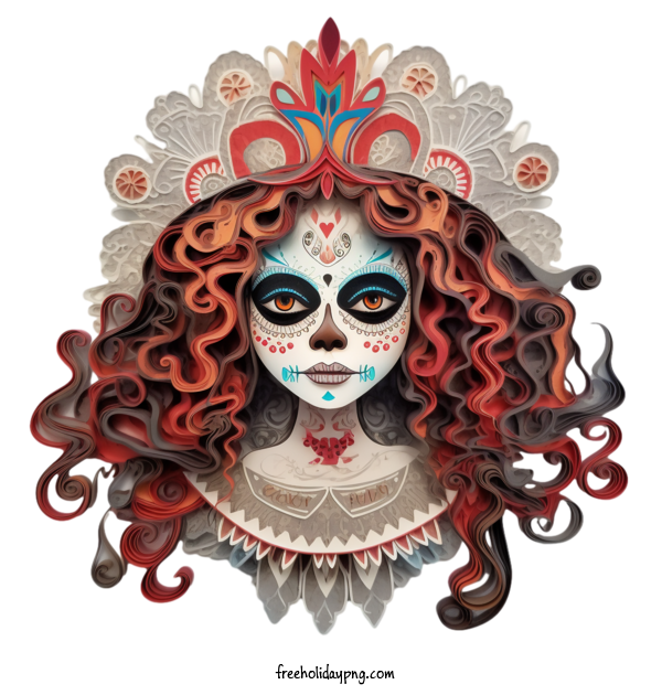 Transparent Day of the Dead Skelita Calaveras clown sugar skull for Skelita Calaveras for Day Of The Dead
