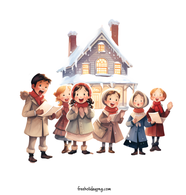 Transparent Go Caroling Day Go Caroling Day children singing winter scene for Go Caroling for Go Caroling Day