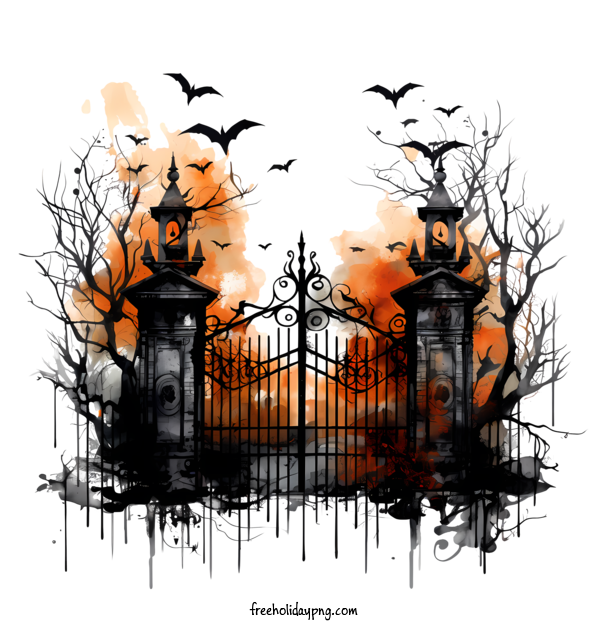 Transparent Halloween Halloween Graveyard gate spooky for Graveyard for Halloween