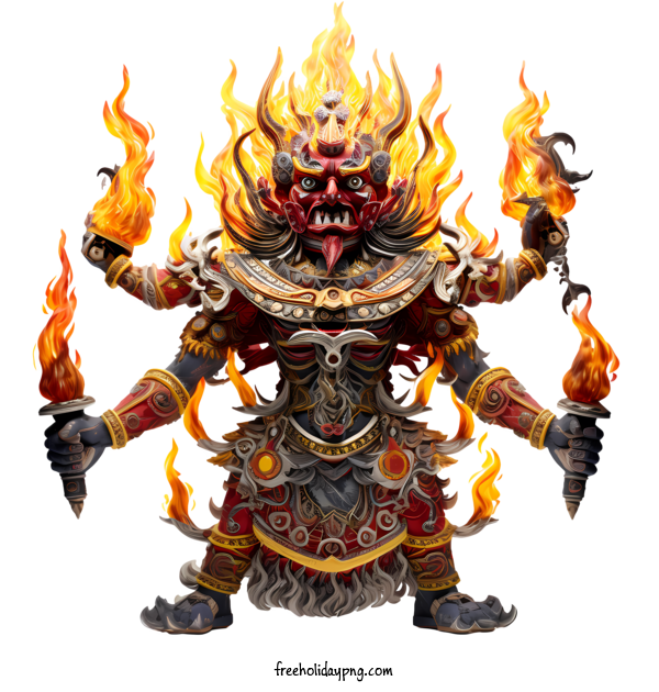 Transparent Dussehra Lord Rama Ravana Effigy Burning Fire demon for India festival for Dussehra