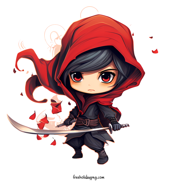 Transparent International Ninja Day International Ninja Day red hood hooded figure for Ninja Day for International Ninja Day