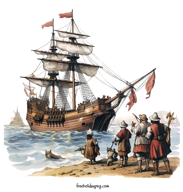 Transparent Columbus Day Happy Columbus Day galleon pirate ship for Happy Columbus Day for Columbus Day