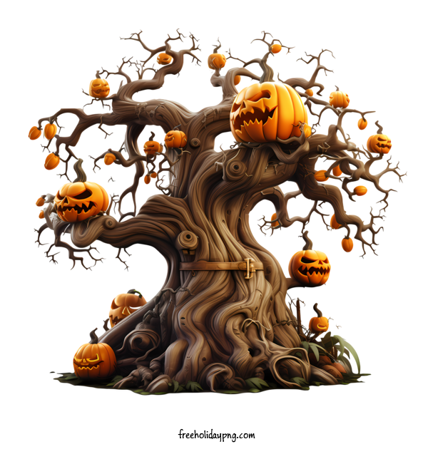Transparent Halloween Halloween Tree Halloween tree Carved pumpkins for Halloween Tree for Halloween