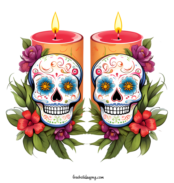 Transparent Day of the Dead Día de Muertos day of the dead sugar skulls for Día de Muertos for Day Of The Dead