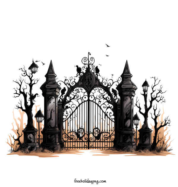 Transparent Halloween Halloween Graveyard Gothic spooky for Graveyard for Halloween