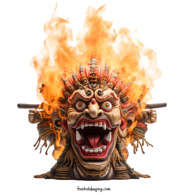 Transparent Dussehra Lord Rama Ravana Effigy Burning angry face for India festival for Dussehra