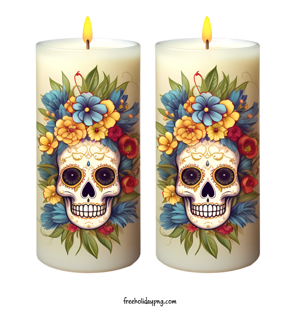 Transparent Day of the Dead Día de Muertos sugar skull flower arrangement for Día de Muertos for Day Of The Dead