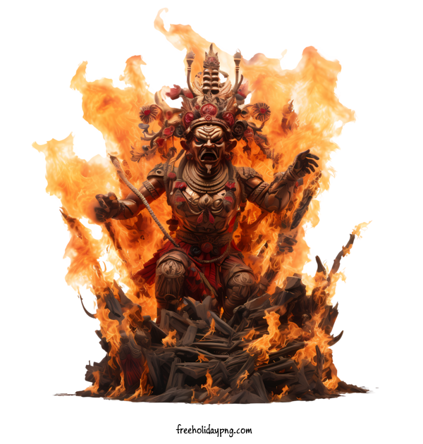 Transparent Dussehra Lord Rama Ravana Effigy Burning demon for India festival for Dussehra