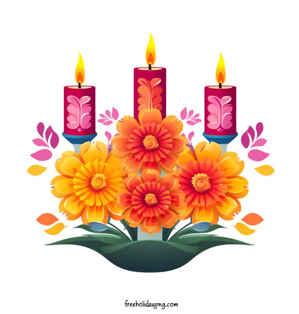 Transparent Day of the Dead Día de Muertos floral arrangement candles for Día de Muertos for Day Of The Dead