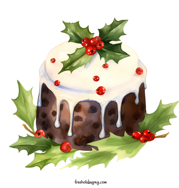 Transparent Christmas Christmas pudding Chocolate cake holly leaves for Christmas pudding for Christmas