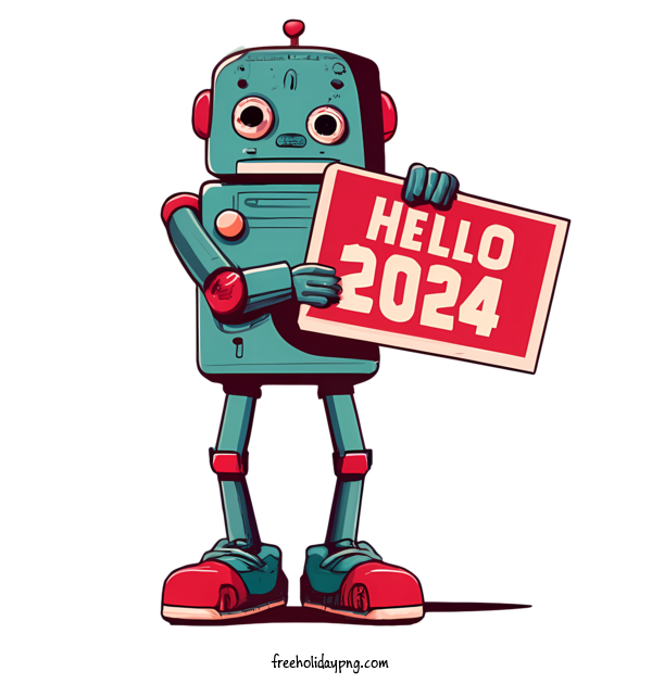 Transparent New Year Happy New Year 2024 robot hello 2023 for Happy New Year 2024 for New Year