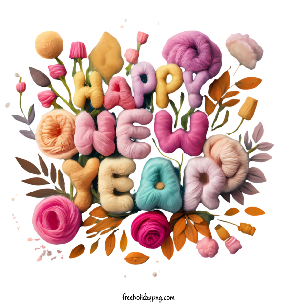 Transparent New Year Happy New Year 2024 happy new year floral decorations for Happy New Year 2024 for New Year