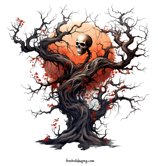 Transparent Halloween Halloween Tree skull tree for Halloween Tree for Halloween
