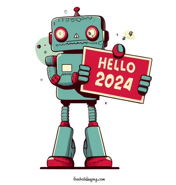 Transparent New Year Happy New Year 2024 robot vector for Happy New Year 2024 for New Year