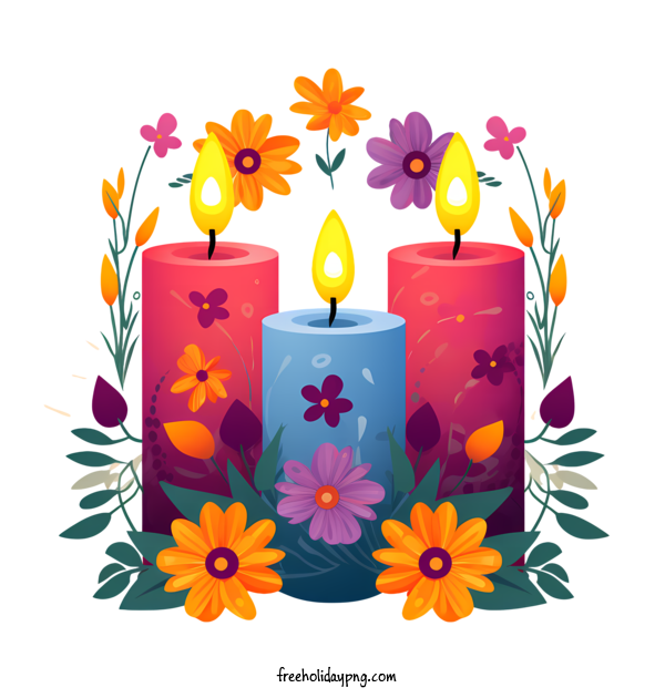 Transparent Day of the Dead Día de Muertos candles flowers for Día de Muertos for Day Of The Dead