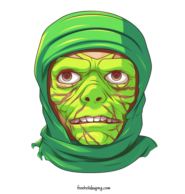 Transparent halloween zombie green face for zombie for Halloween