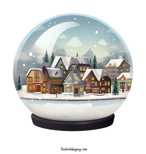 Transparent Christmas Christmas Snowball small town winter scene for Christmas Snowball for Christmas