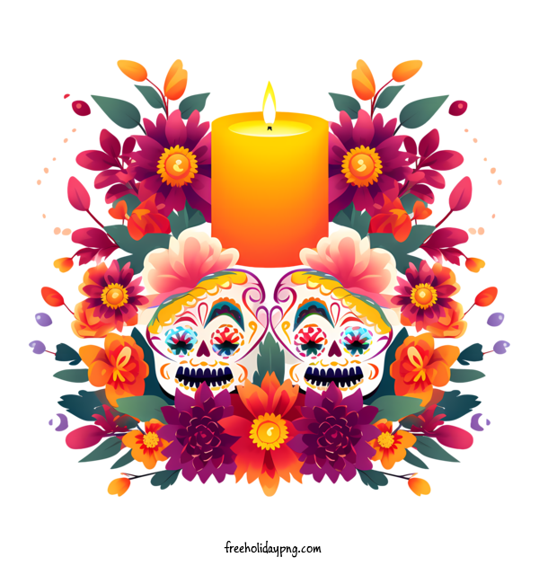 Transparent Day of the Dead Día de Muertos skeleton skull for Día de Muertos for Day Of The Dead