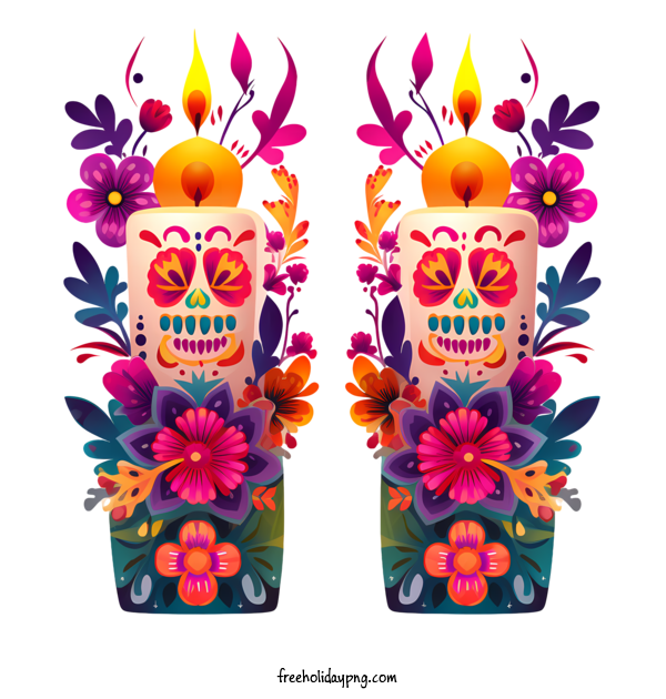 Transparent Day of the Dead Día de Muertos floral candy skull for Día de Muertos for Day Of The Dead