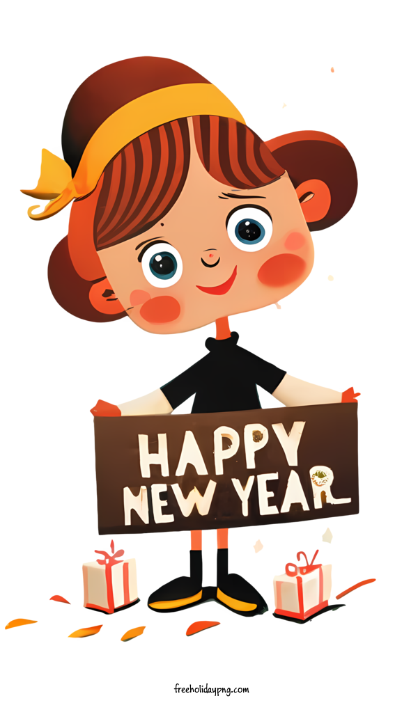 Transparent New Year Happy New Year 2024 happy new year girl with present for Happy New Year 2024 for New Year