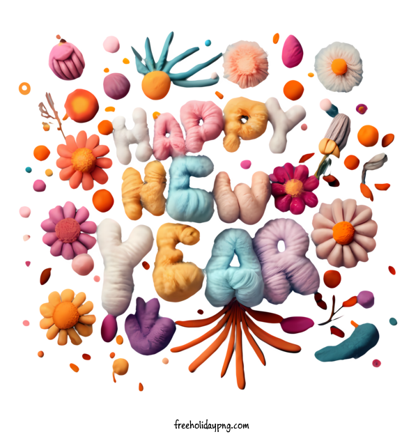 Transparent New Year Happy New Year 2024 happy new year colorful flowers for Happy New Year 2024 for New Year