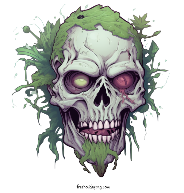Transparent halloween zombie skull green for zombie for Halloween