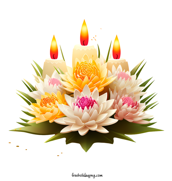 Transparent Loy Krathong Happy Loy Krathong floral arrangement candles for Happy Loy Krathong for Loy Krathong