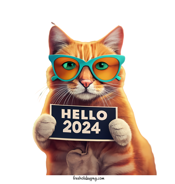 Transparent New Year Happy New Year 2024 cat orange for Happy New Year 2024 for New Year