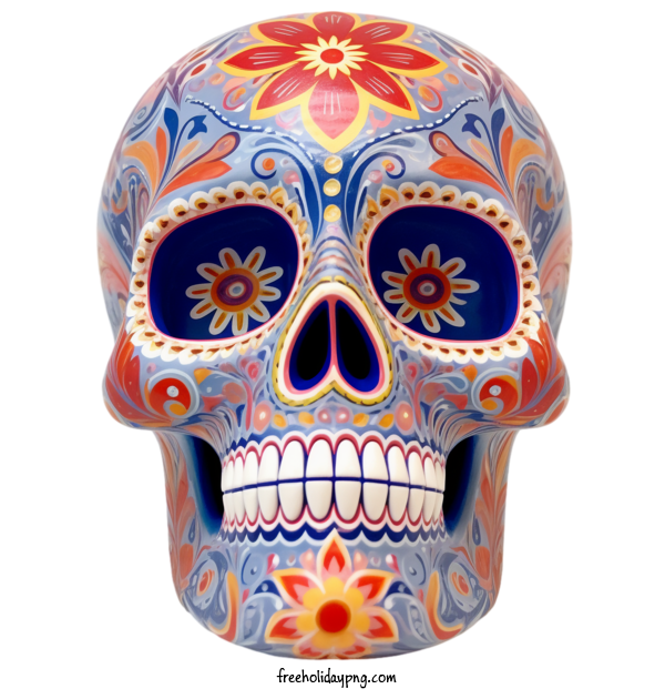 Transparent Day of the Dead Sugar Skull colorful intricate for Sugar Skull for Day Of The Dead