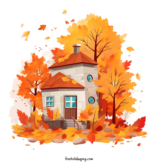 Transparent Thanksgiving Autumn House autumn leaves for Autumn House for Thanksgiving