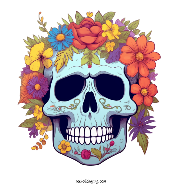 Transparent Day of the Dead Sugar Skull skull floral crown for Sugar Skull for Day Of The Dead