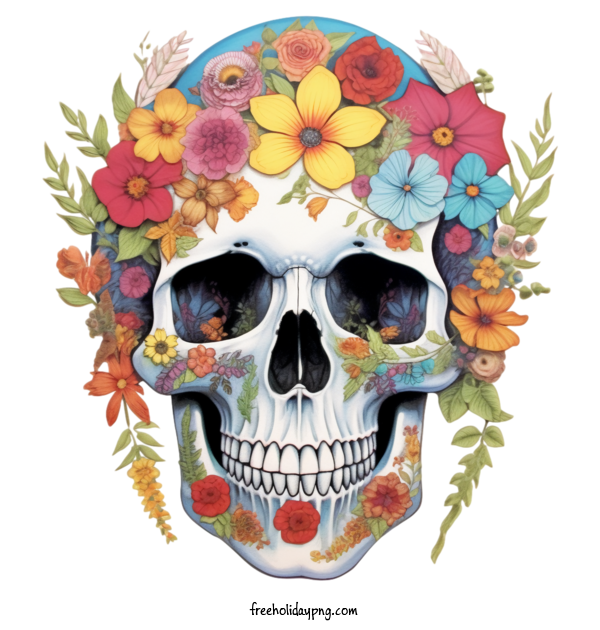 Transparent Day of the Dead Sugar Skull skull flower crown for Sugar Skull for Day Of The Dead
