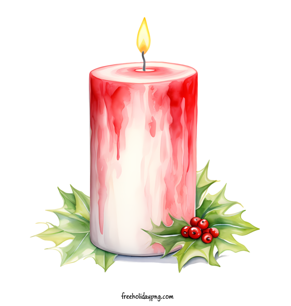 Transparent Christmas Christmas Candle red candle holly for Christmas Candle for Christmas