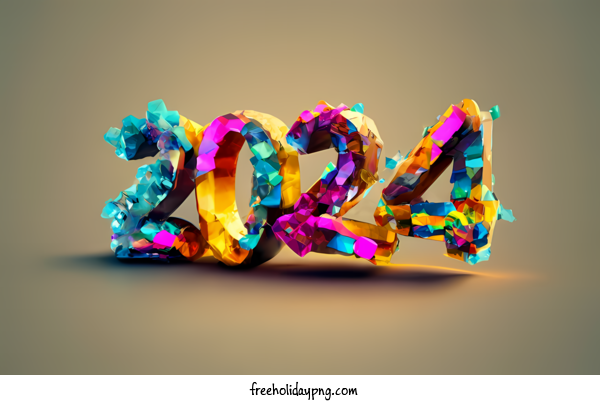 Transparent New Year Happy New Year 2024 Colorful Digital art for Happy New Year 2024 for New Year