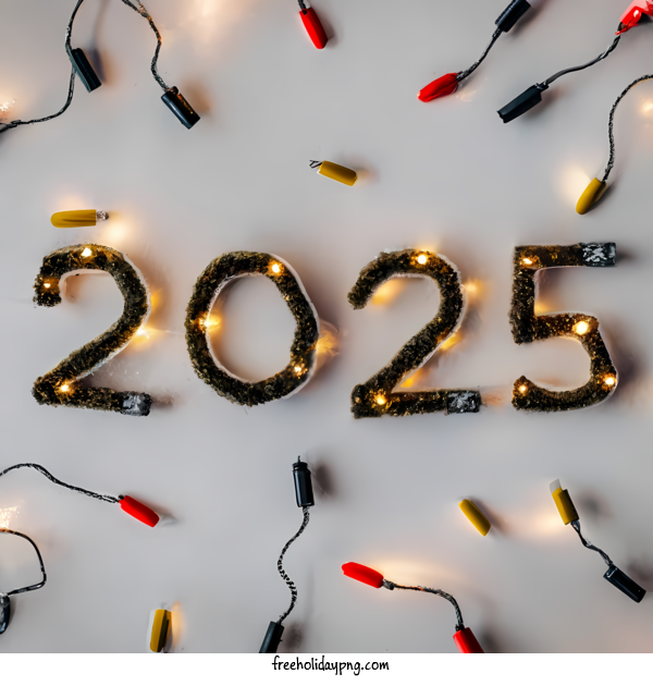 New Year Happy New Year 2025 christmas lights number for Happy New Year