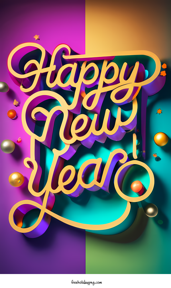 Transparent New Year Happy New Year Happy New Year 3D lettering for Happy New Year for New Year