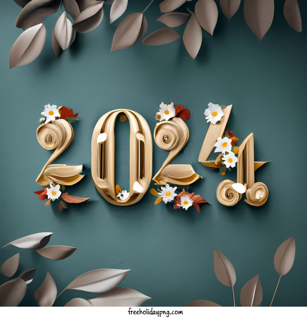 Transparent New Year Happy New Year 2024 gold letters golden numbers for Happy New Year 2024 for New Year