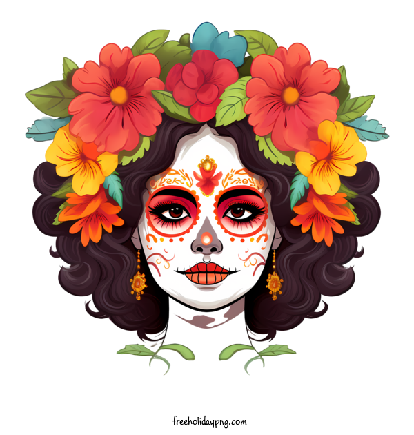 Transparent Day of the Dead La Calavera Catrina sugar skull face painting for La Calavera Catrina for Day Of The Dead