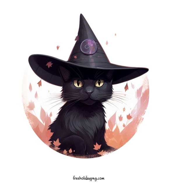Transparent Halloween Black Cats black cat witch hat for Black Cats for Halloween