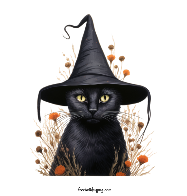 Transparent Halloween Black Cats cat witch for Black Cats for Halloween