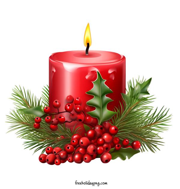 Transparent Christmas Christmas Candle red candle holly berries for Christmas Candle for Christmas