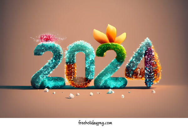 Transparent New Year Happy New Year 2024 blue 3d for Happy New Year 2024 for New Year